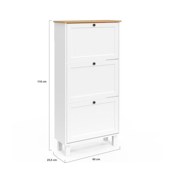 Scarpiera a 18 paia in legno e bianco - ACHILLE | The Art of Shoe Styling IDMarket