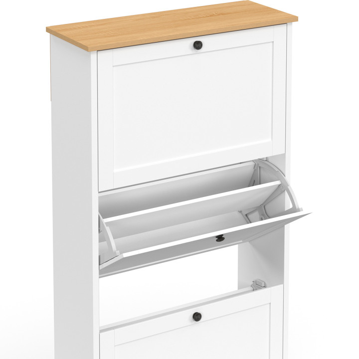 Scarpiera a 18 paia in legno e bianco - ACHILLE | The Art of Shoe Styling IDMarket