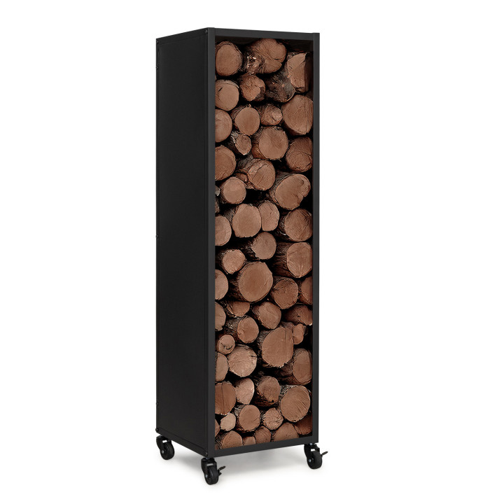 Portatronchi da interno in acciaio nero da 119 cm su ruote | IdMarket