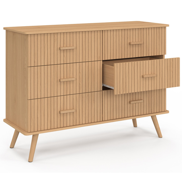 Cassettiera a 6 cassetti 110 cm con doghe in rovere - JULIETTE | IDMarket