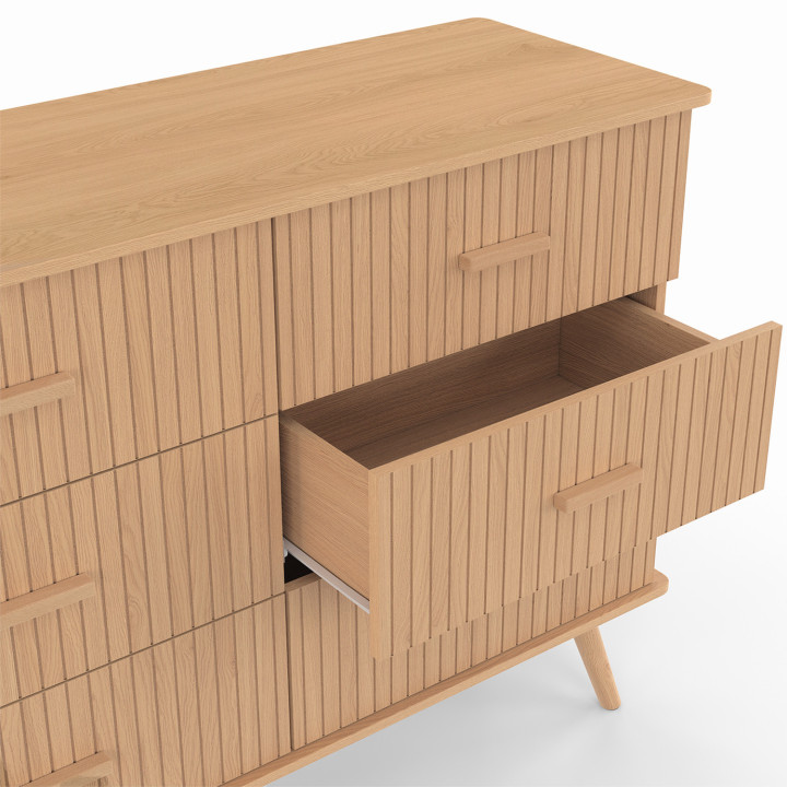 Cassettiera a 6 cassetti 110 cm con doghe in rovere - JULIETTE | IDMarket