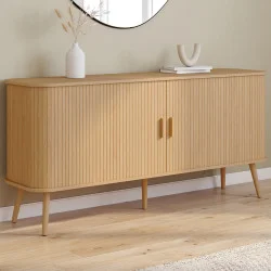 Credenza in legno 160cm colore rovere doghe XXL 2 ante scorrevoli - ROMIE | Zen Cart! IDMarket