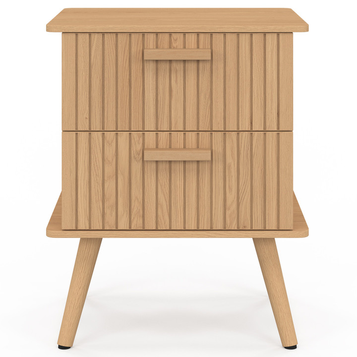 Set di 2 comodini con 2 cassetti e doghe in legno in rovere - JULIETTE | IDMarket
