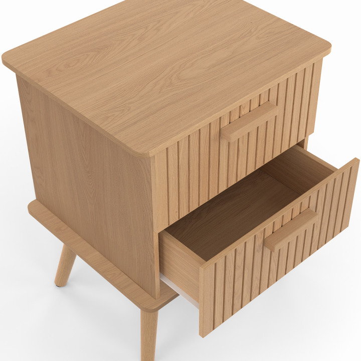 Set di 2 comodini con 2 cassetti e doghe in legno in rovere - JULIETTE | IDMarket