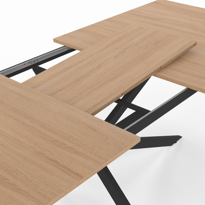 Tavolo da pranzo rettangolare allungabile 120-160 cm 4-8 persone in legno e gamba a ragno nera - ALIX | The ALIX Collection IDMa