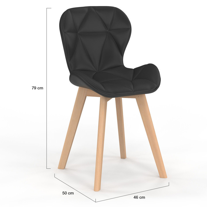 Sedie moderne nere con gambe in legno per sale da pranzo di design - ROBINE | ID Market