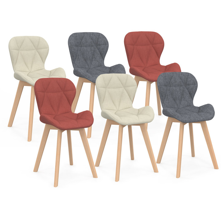 Sedie moderne in tessuto misto grigio scuro x2, terracotta x2, beige x2 - ROBINE | ID Market