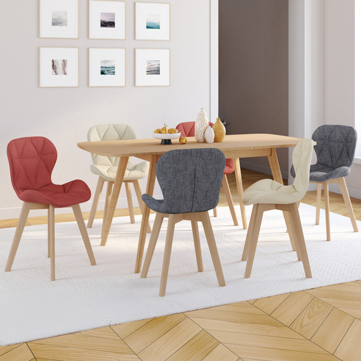 Sedie moderne in tessuto misto grigio scuro x2, terracotta x2, beige x2 - ROBINE | ID Market
