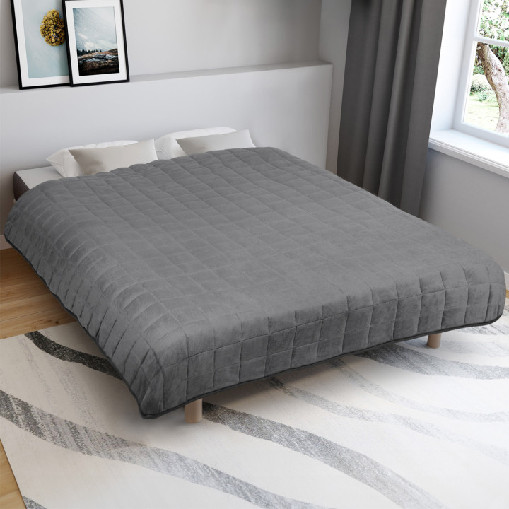Coperta pesata 150x200 cm bicolore grigio chiaro e grigio 9 kg - CELESTE | IDMarket