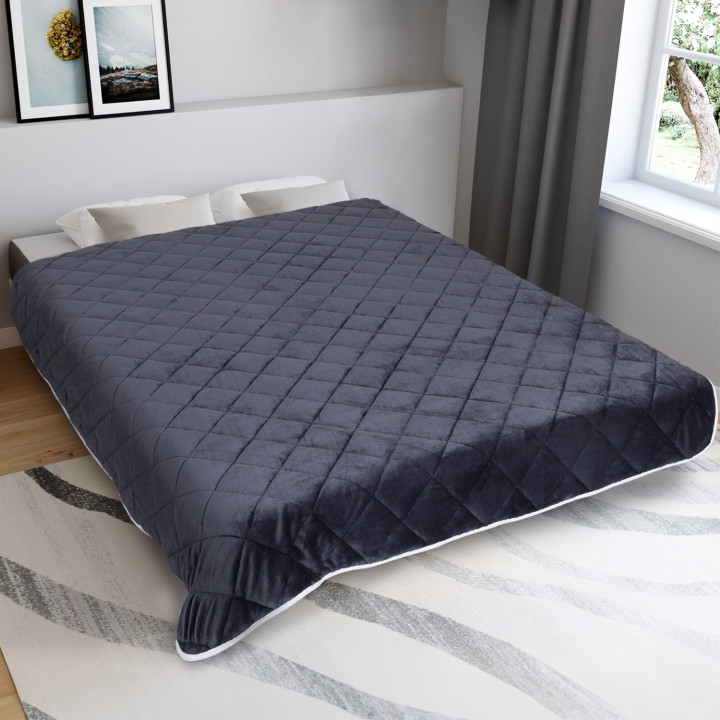 Coperta pesata 150x200 cm bifacciale grigio polare e bianco 7 kg - CELESTE | IDMarket