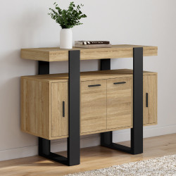 Credenza in legno e nero 100cm 4 ante con ripiano - PHOENIX | ID Market