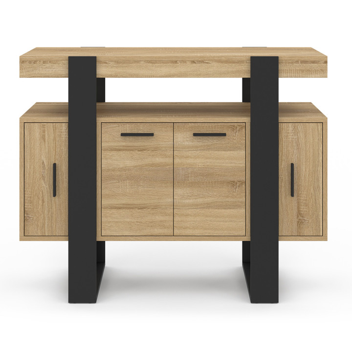 Credenza in legno e nero 100cm 4 ante con ripiano - PHOENIX | ID Market