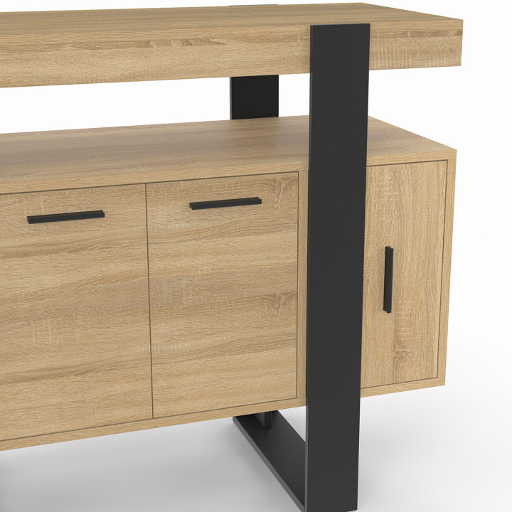 Credenza in legno e nero 100cm 4 ante con ripiano - PHOENIX | ID Market