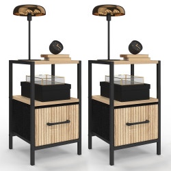 Comodini a doghe con cassetto e nicchia - UTAH | IDMarket