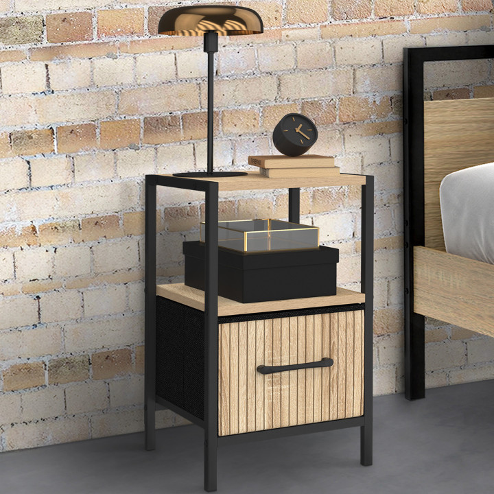 Comodini a doghe con cassetto e nicchia - UTAH | IDMarket