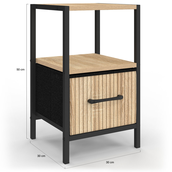 Comodini a doghe con cassetto e nicchia - UTAH | IDMarket