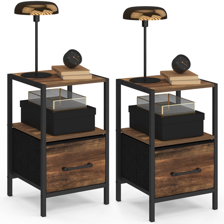 Comodini con cassetto e nicchia effetto legno invecchiato - HAWKINS | IDMarket
