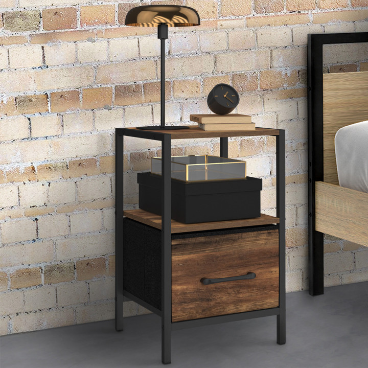 Comodini con cassetto e nicchia effetto legno invecchiato - HAWKINS | IDMarket