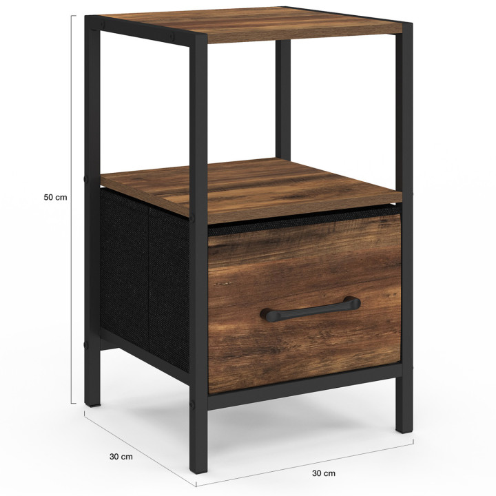 Comodini con cassetto e nicchia effetto legno invecchiato - HAWKINS | IDMarket