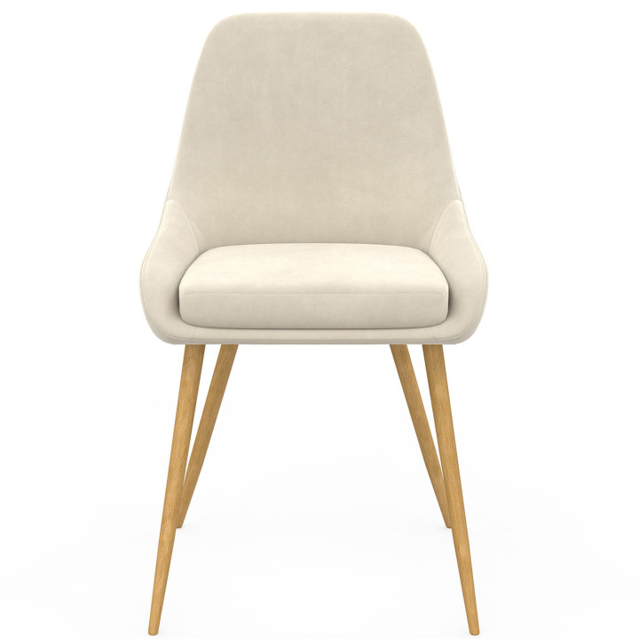 Sedie da pranzo in velluto beige con gambe effetto legno - THALYA | Zen Cart! IDMarket