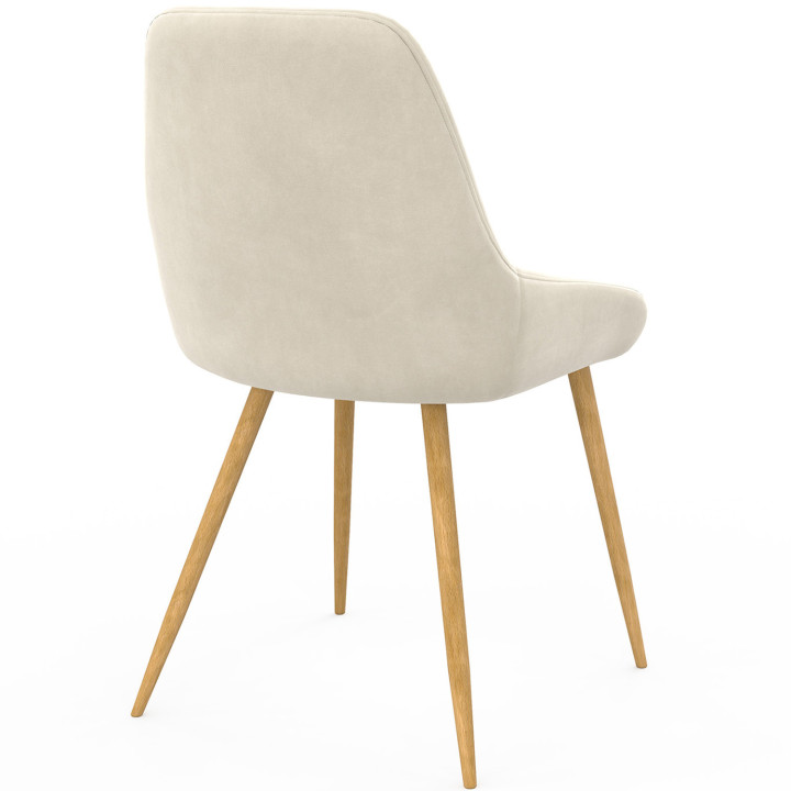 Sedie da pranzo in velluto beige con gambe effetto legno - THALYA | Zen Cart! IDMarket