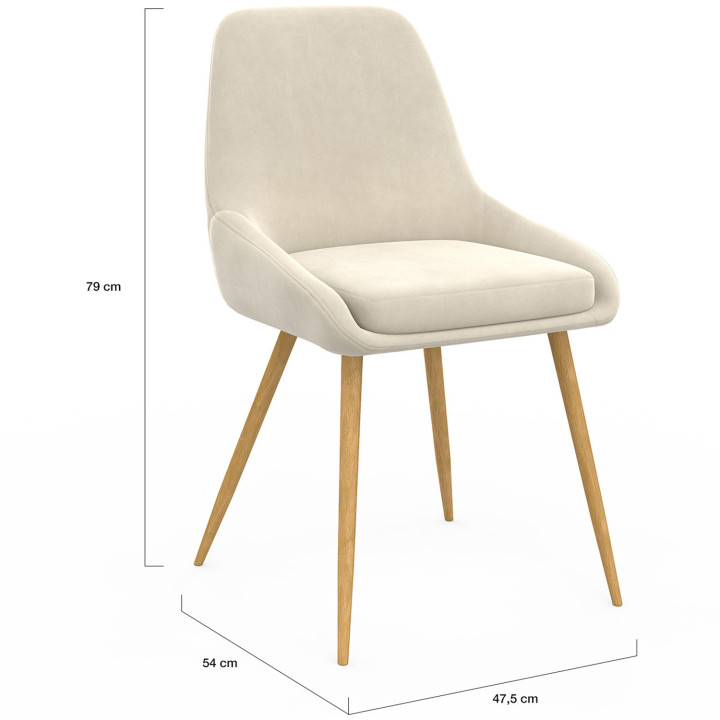 Sedie da pranzo in velluto beige con gambe effetto legno - THALYA | Zen Cart! IDMarket