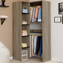 Armadio angolare componibile L. 90 / 127 cm doppio armadio + ripiani legno e nero - MELMAN | IDMarket