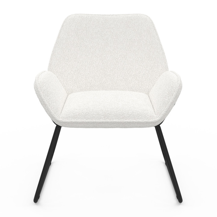 Poltrona in tessuto bouclette e gambe in metallo nero - SIXTINE | IDMarket
