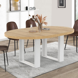 Tavolo da pranzo rotondo allungabile per 6 persone 110-150 cm in legno e bianco - PHOENIX | IdMarket