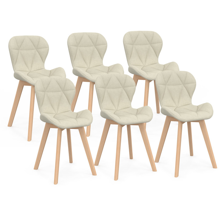 Sedie da pranzo moderne in tessuto beige con gambe in legno - ROBINE | ID Market