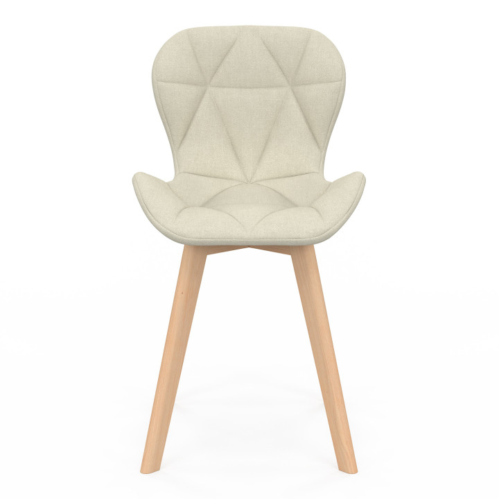 Sedie da pranzo moderne in tessuto beige con gambe in legno - ROBINE | ID Market