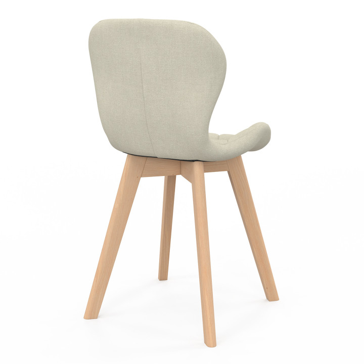 Sedie da pranzo moderne in tessuto beige con gambe in legno - ROBINE | ID Market