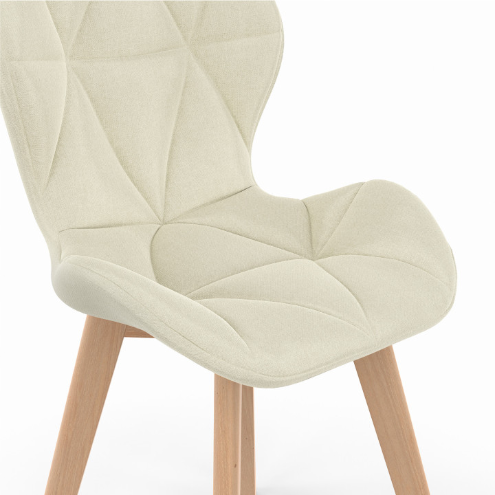 Sedie da pranzo moderne in tessuto beige con gambe in legno - ROBINE | ID Market