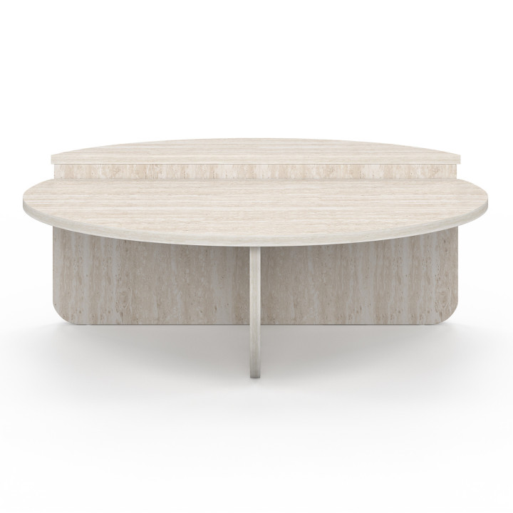 Set di 2 tavolini rotondi asimmetrici a effetto travertino - GUILIA | IDMarket