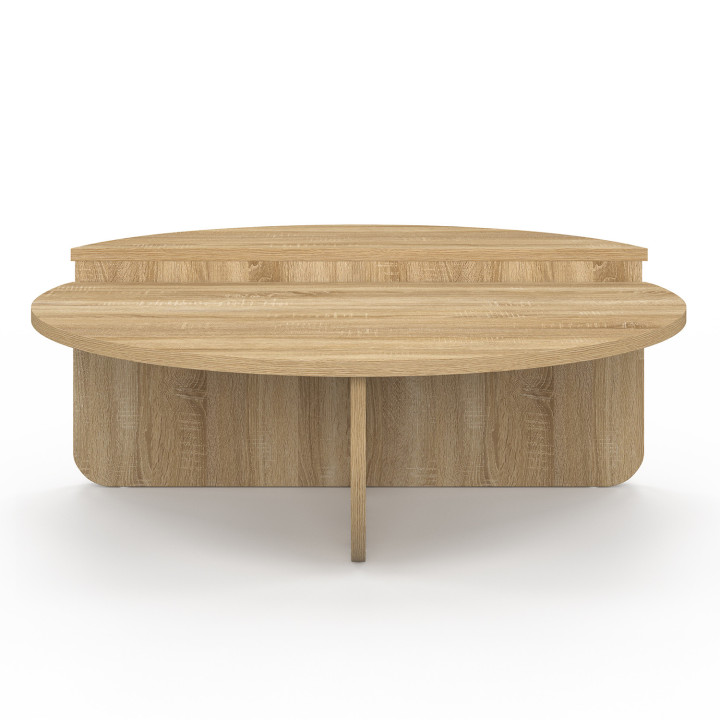 Set di 2 tavolini rotondi asimmetrici in legno di faggio - GUILIA | IDMarket