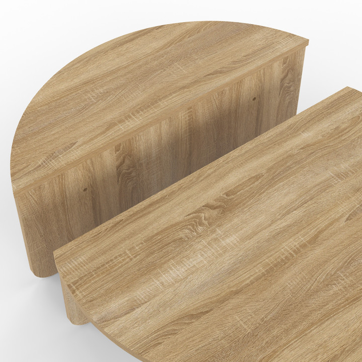 Set di 2 tavolini rotondi asimmetrici in legno di faggio - GUILIA | IDMarket