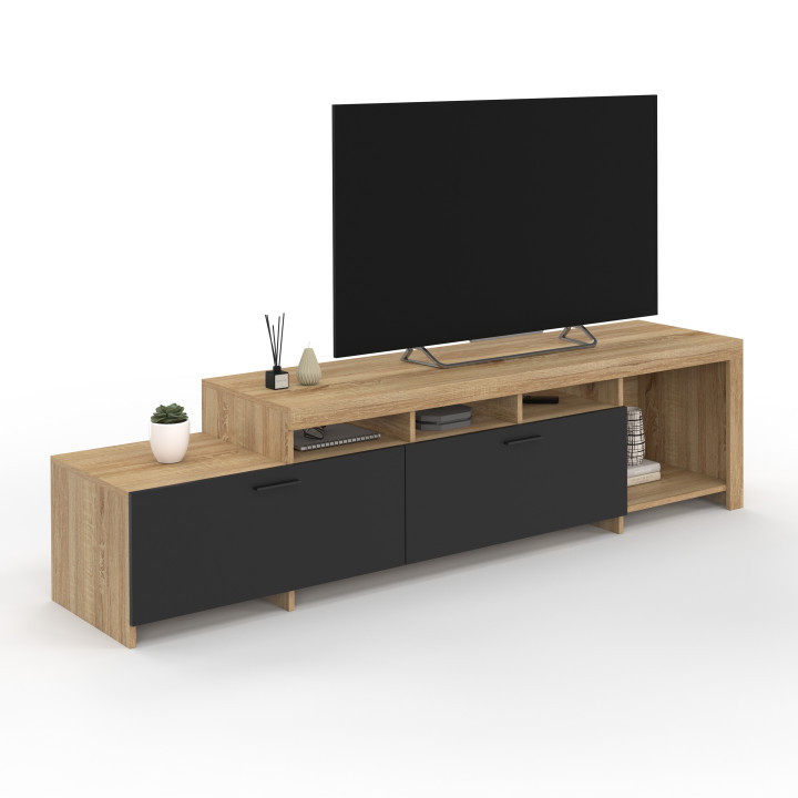 Porta TV 180 cm con mobiletti neri - MALO | IDMarket