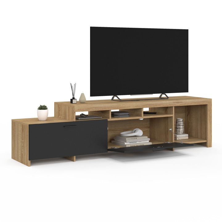 Porta TV 180 cm con mobiletti neri - MALO | IDMarket