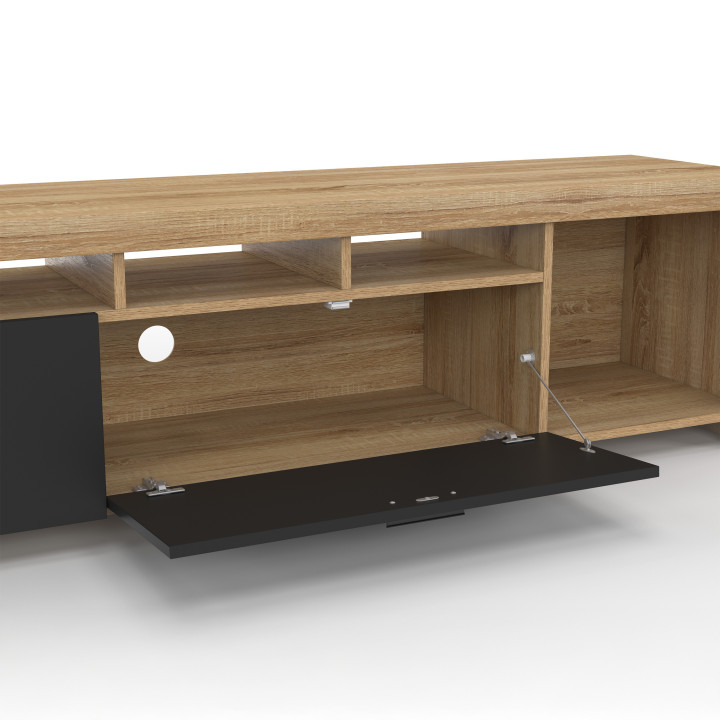 Porta TV 180 cm con mobiletti neri - MALO | IDMarket