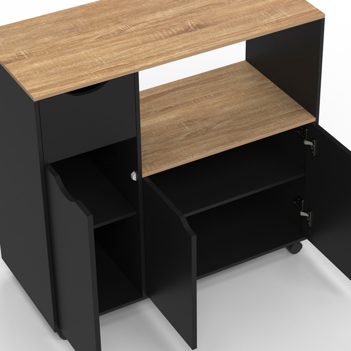 Supporto per microonde da cucina XXL in legno nero - COSI | IDMarket