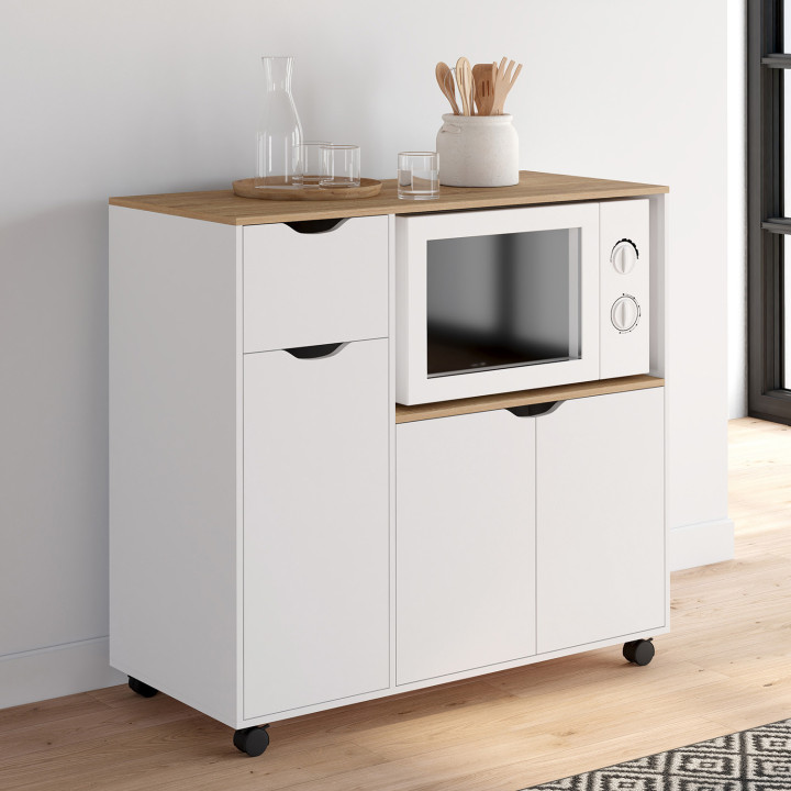 Supporto per microonde da cucina XXL in legno bianco - COSI | IDMarket