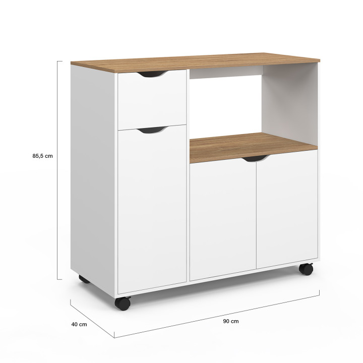 Supporto per microonde da cucina XXL in legno bianco - COSI | IDMarket