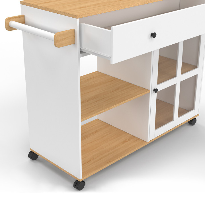 Credenza XXL in legno e vetro bianco - ACHILLE | Carrello Zen! IDMarket