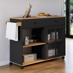 Credenza XXL in legno e vetro nero - ACHILLE | Zen Cart! IDMarket