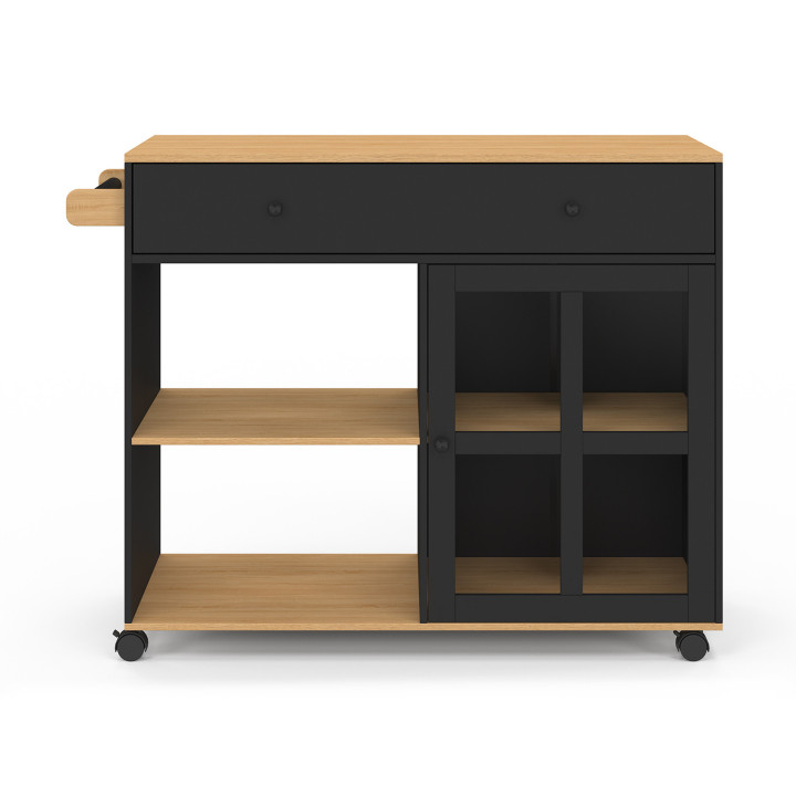 Credenza XXL in legno e vetro nero - ACHILLE | Zen Cart! IDMarket