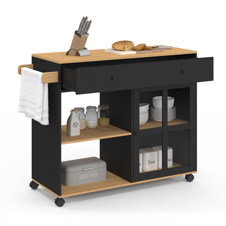 Credenza XXL in legno e vetro nero - ACHILLE | Zen Cart! IDMarket
