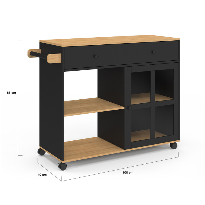 Credenza XXL in legno e vetro nero - ACHILLE | Zen Cart! IDMarket