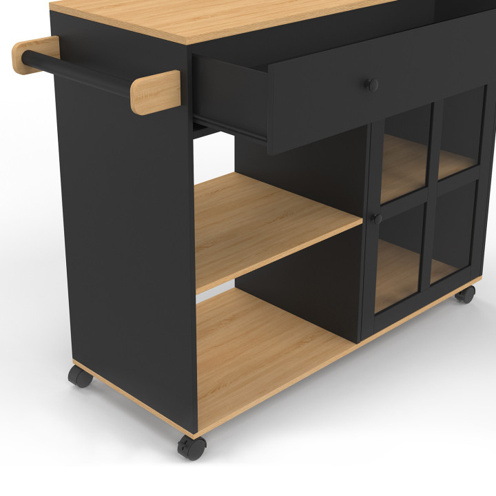 Credenza XXL in legno e vetro nero - ACHILLE | Zen Cart! IDMarket