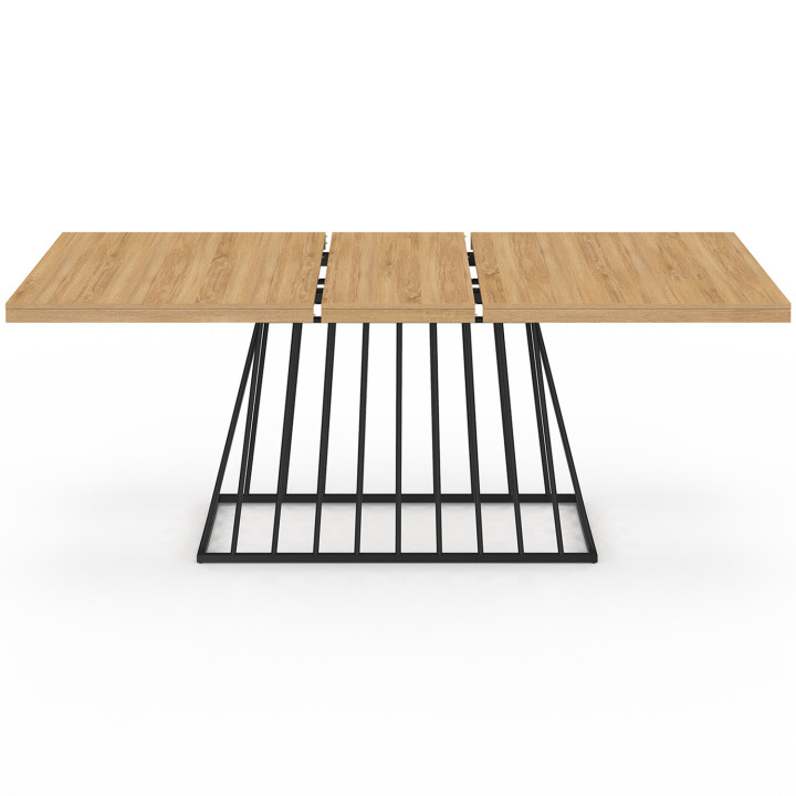 Tavolo da pranzo allungabile 6-10 persone piano in legno gamba in metallo nero 160-200cm - YUNA | ID Market