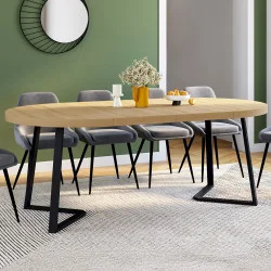 Tavolo da pranzo rotondo allungabile in legno 4-10 persone gambe nere 110-200cm - SELMA | ID Market